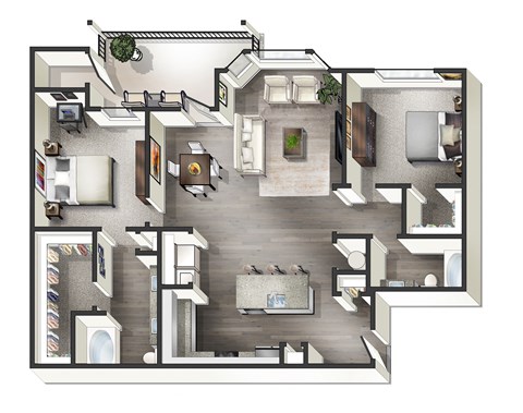 2 bedroom 2 bath Torino Floor Plan at Century Belmont Station, Kentucky